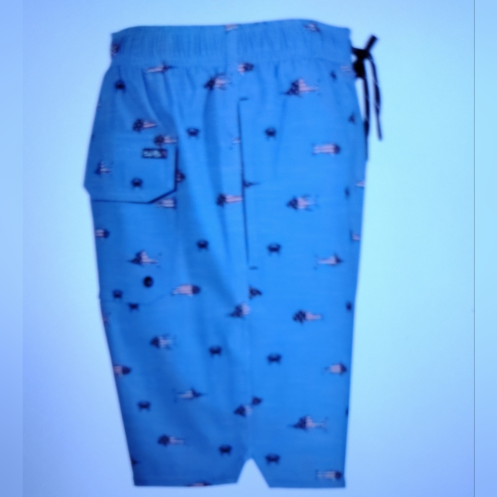 SALT LIFE MEN'S PATRIOTIC SWIM TRUNKS USA FLAG SHARKS, FISH & CRABS Sz XL-XXL